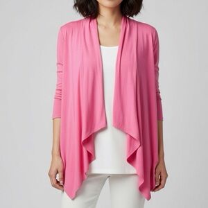 Tori Richard Women’s Pink Open Front Cardigan  Draped Size S Made In Hawaii